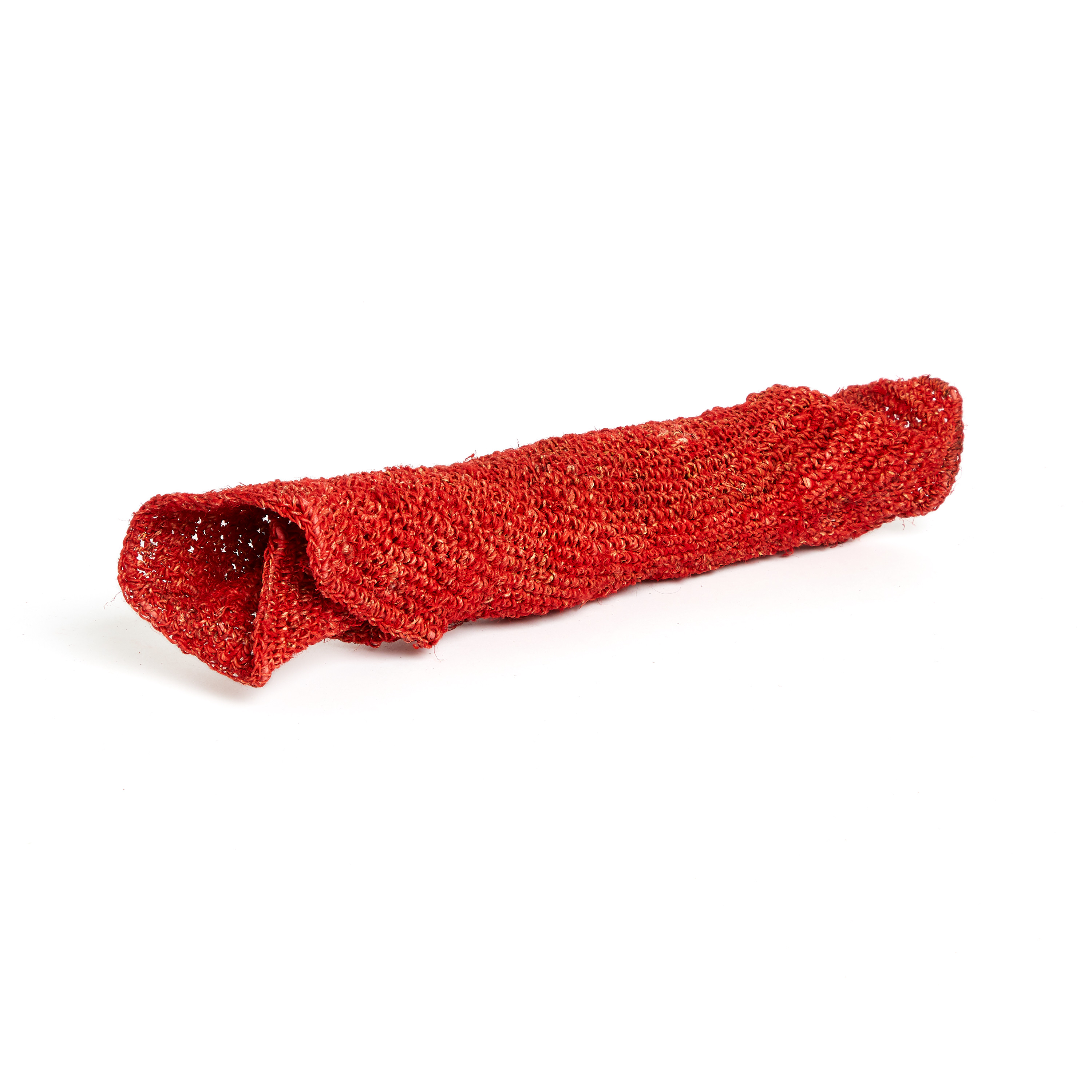 handgehäkelter roter Sommerhut aus Hanf  