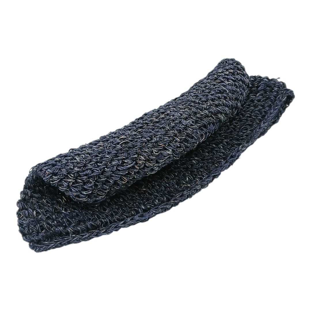 handgehäkelter blauer Sommerhut aus Hanf  