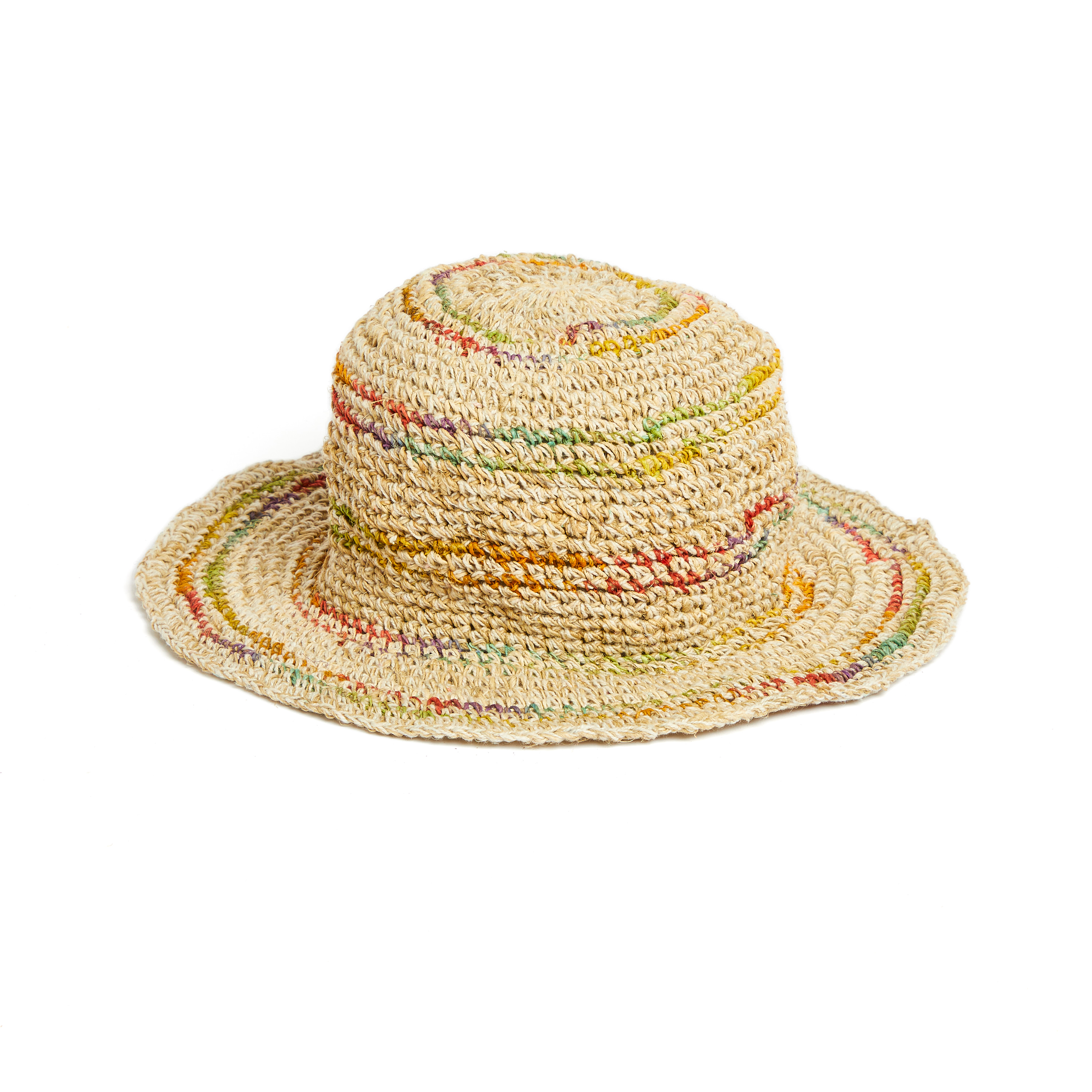 handgehäkelter Sommerhut aus Hanf und Baumwolle 