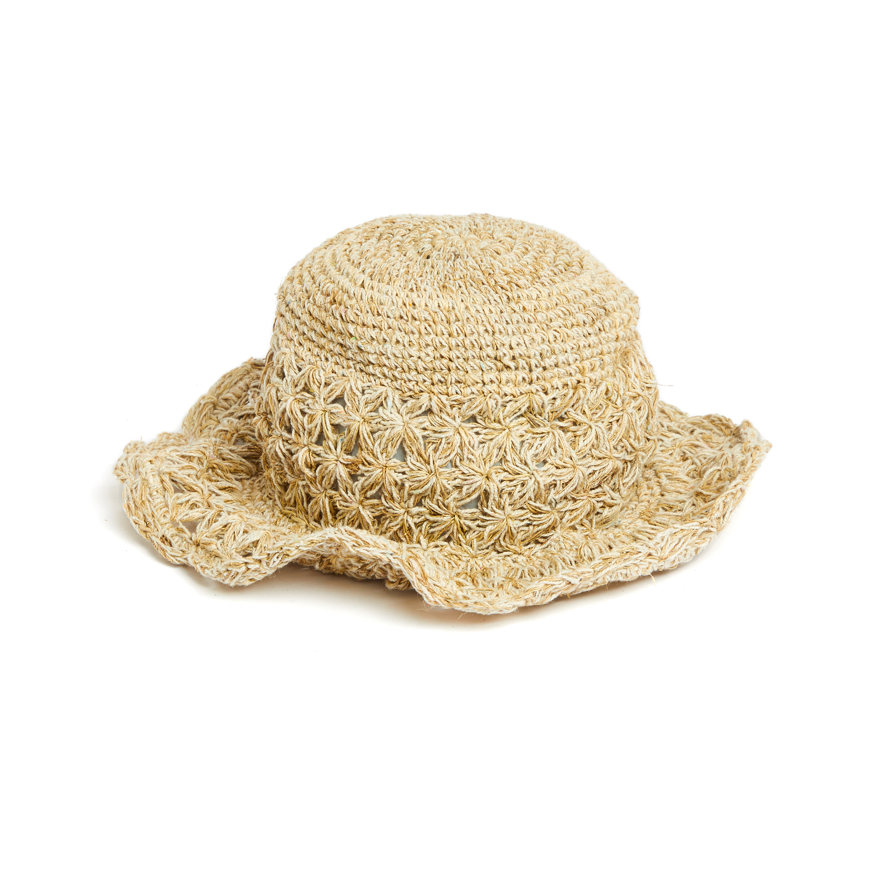 handgehäkelter Sommerhut aus Hanf und Baumwolle   