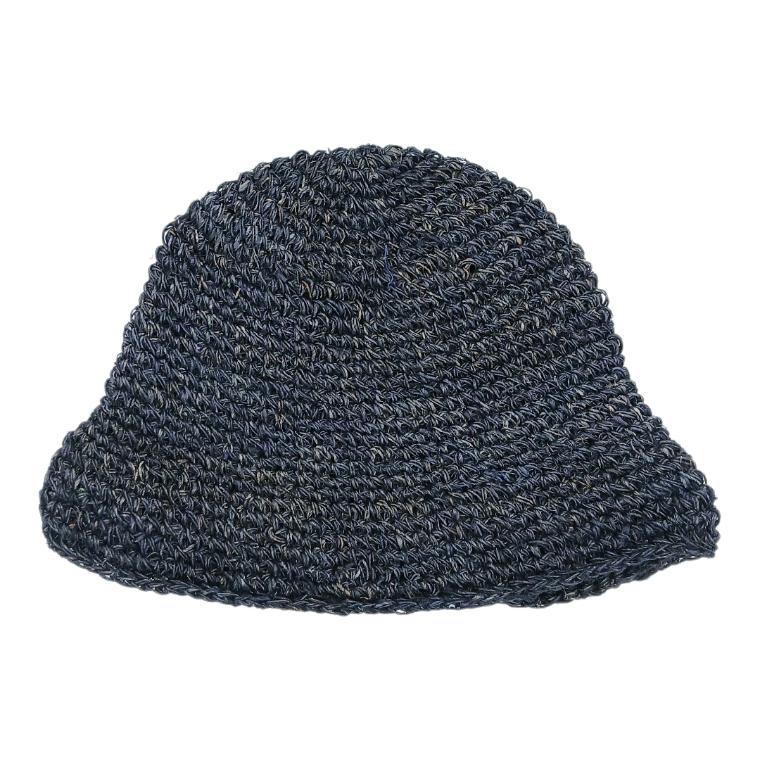 handgehäkelter blauer Sommerhut aus Hanf  