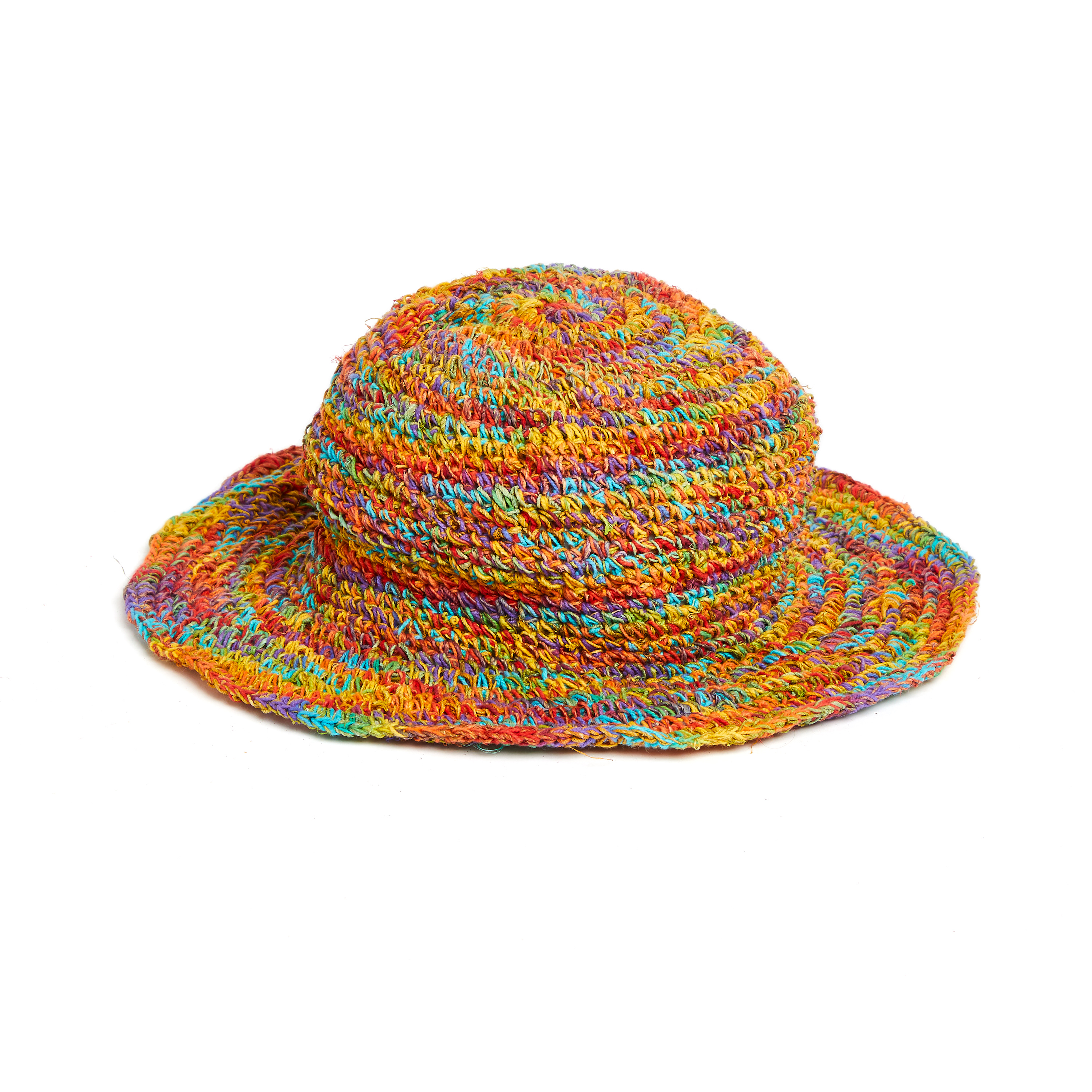 handgehäkelter Sommerhut aus Hanf und Baumwolle   