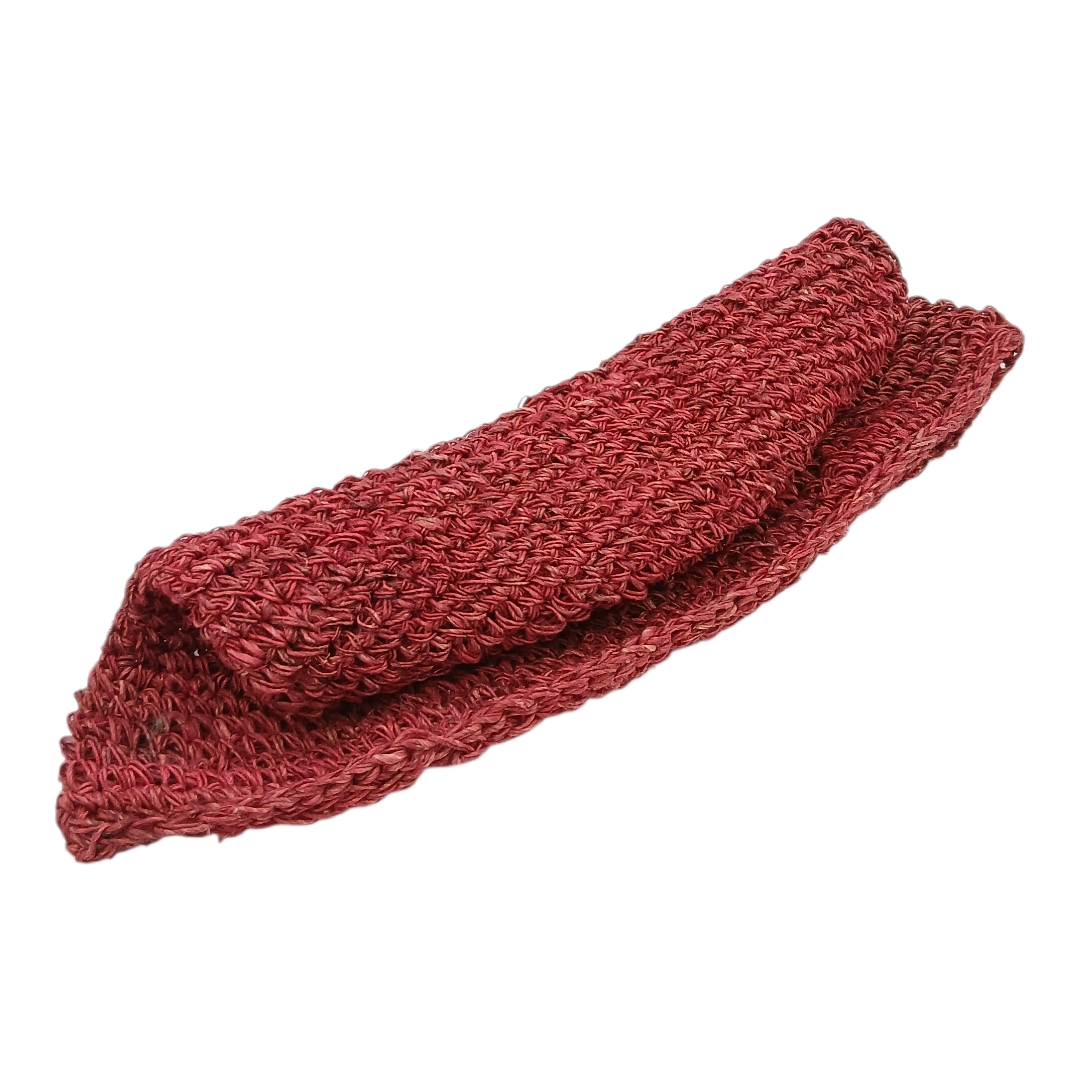 handgehäkelter roter Sommerhut aus Hanf  
