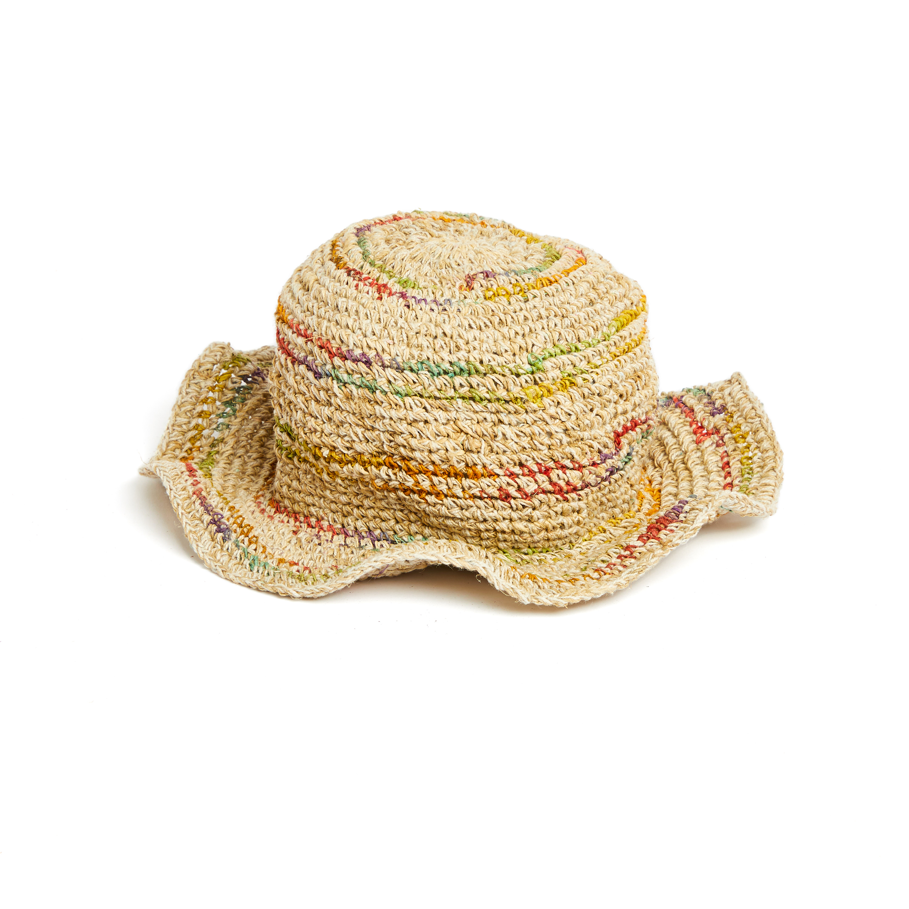 handgehäkelter Sommerhut aus Hanf und Baumwolle 