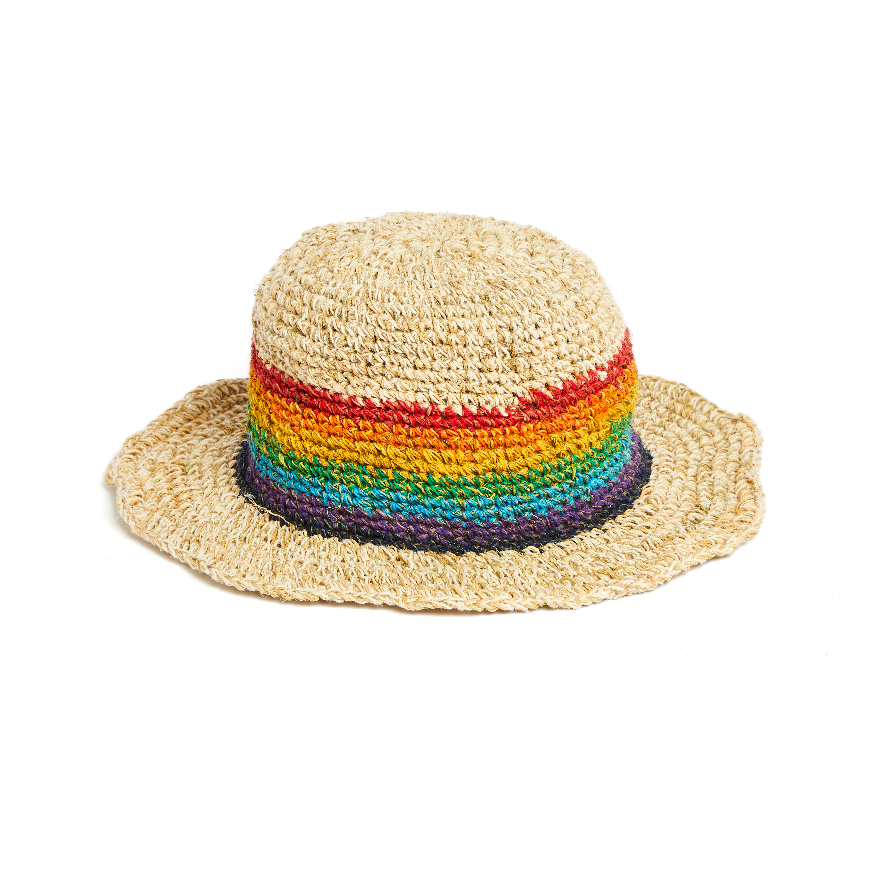 handgehäkelter Sommerhut aus Hanf und Baumwolle