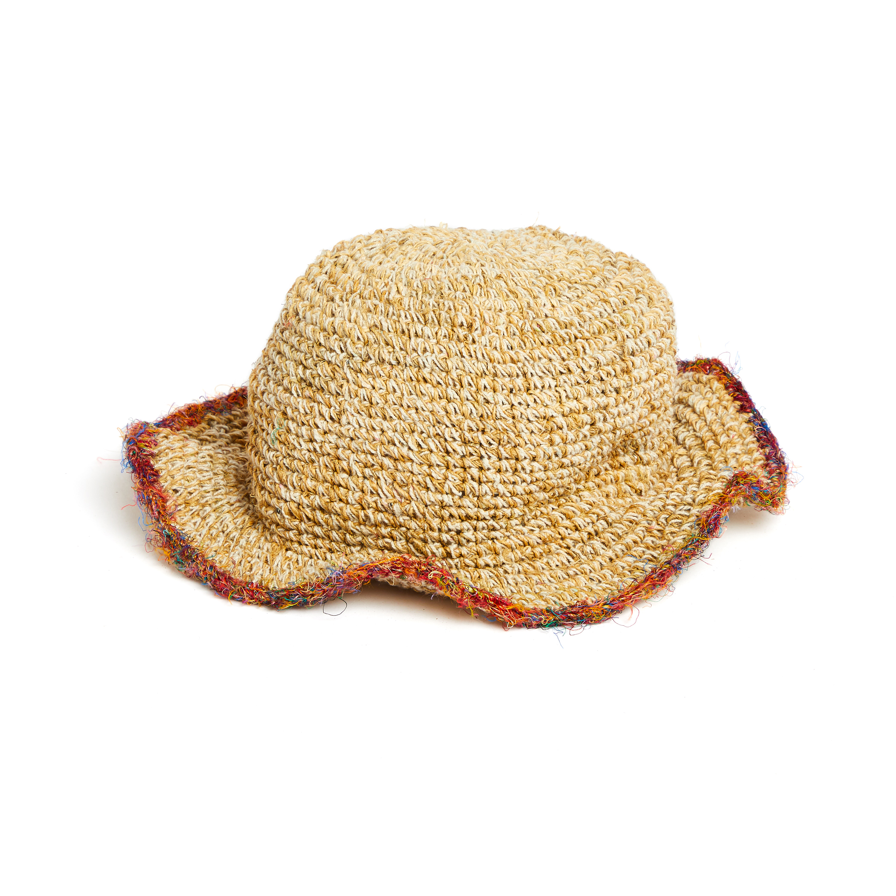 handgehäkelter Sommerhut aus Hanf und Baumwolle   