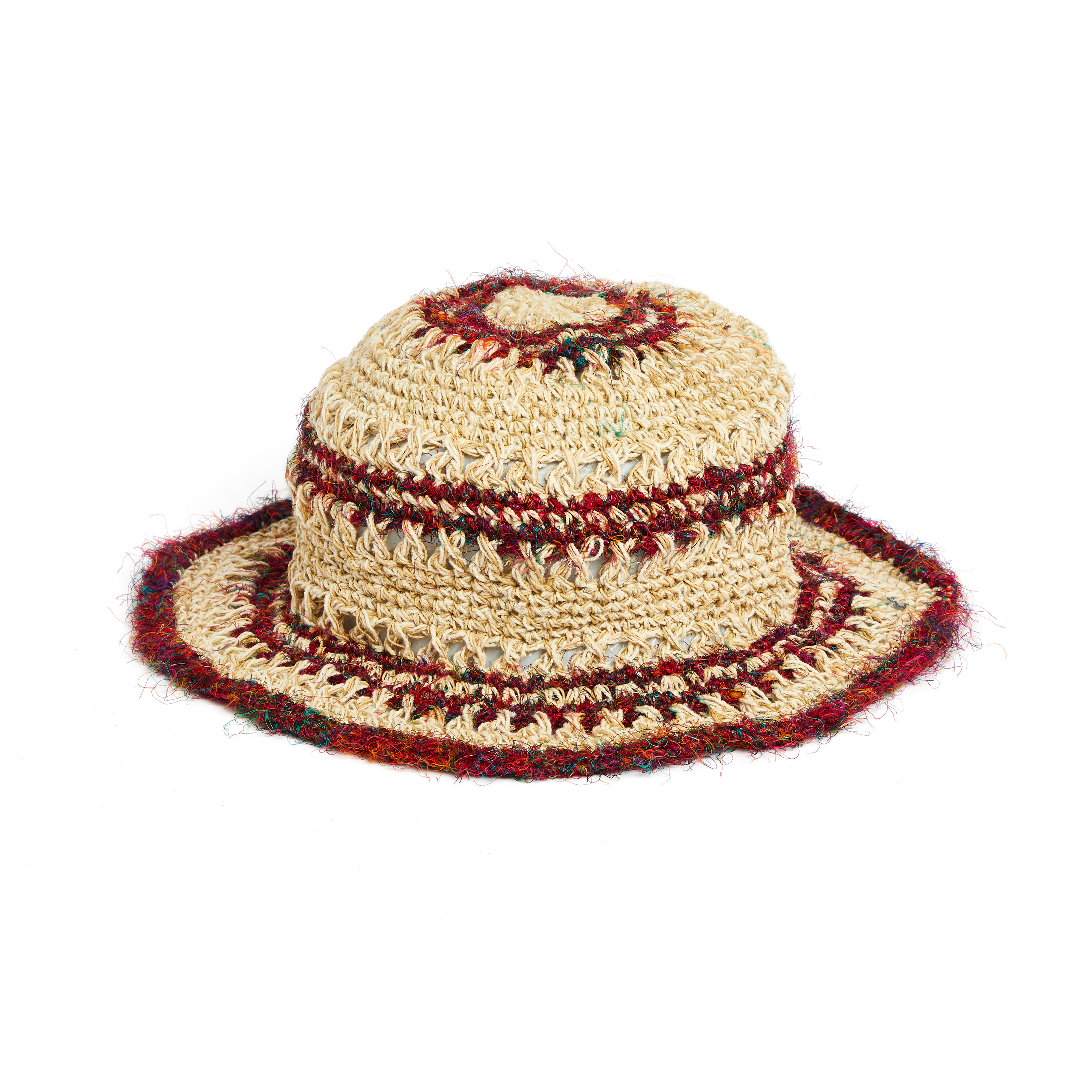 handgehäkelter Sommerhut aus Hanf und Baumwolle  