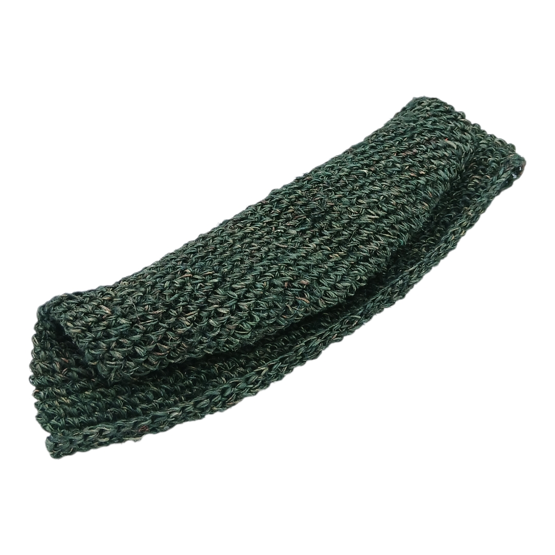 handgehäkelter grüner Sommerhut aus Hanf    
