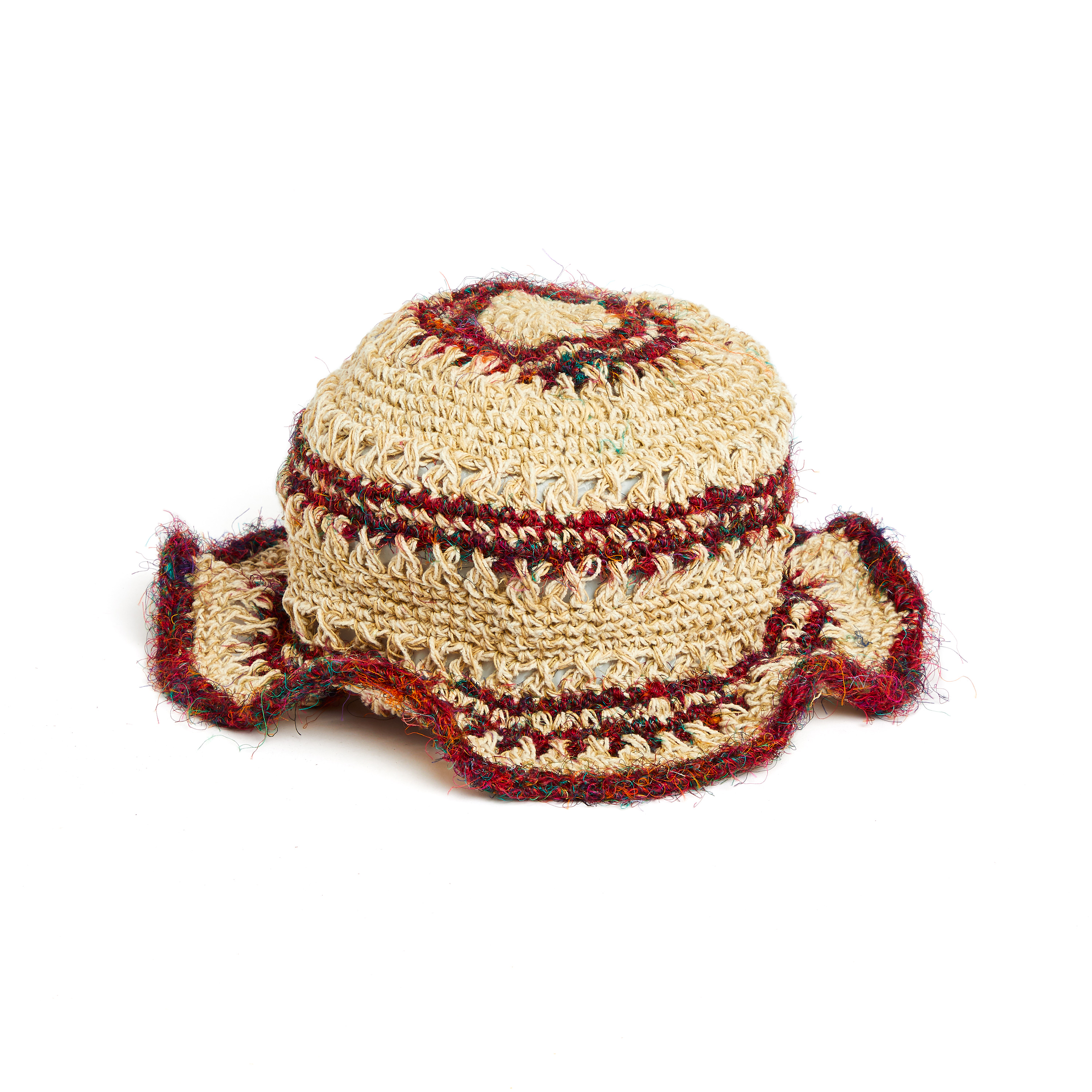 handgehäkelter Sommerhut aus Hanf und Baumwolle  